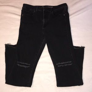 American Eagle Black Distressed Flare Jeans